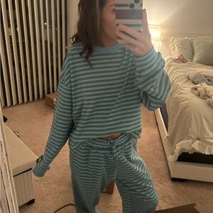 Daily Drills Blue Striped Long Sleeve Top AND Bottom- only sold together!